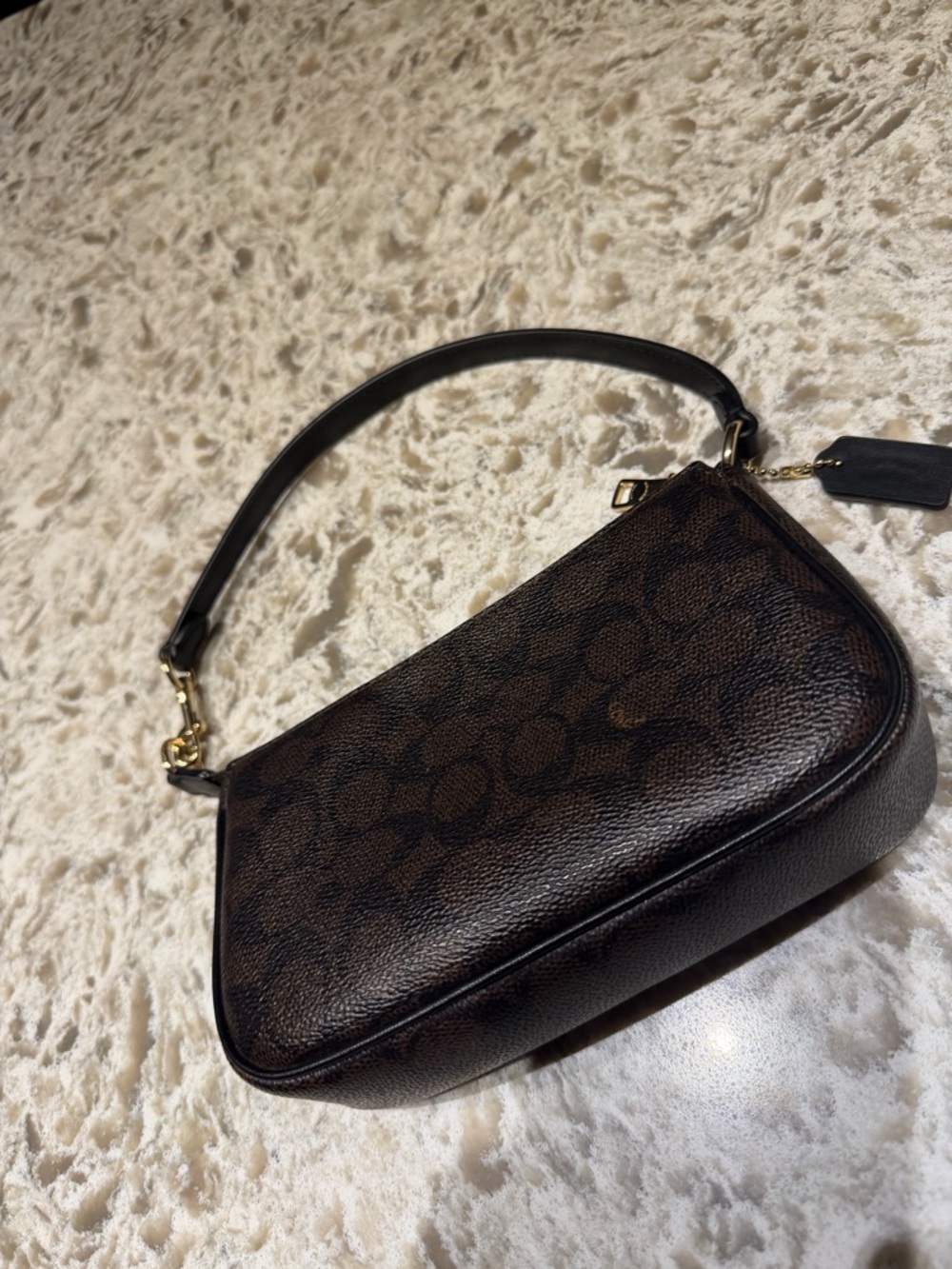 Coach Mini Wristlet in Brown Signature Canvas with Gold Hardware - Picture 4 of 5